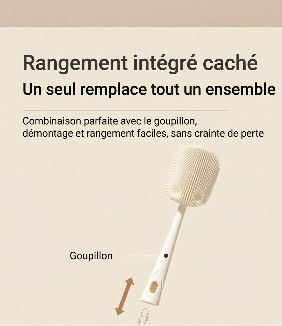 Ensemble de goupillons 3 en 1 MISUTA en silicone pour biberons et tétines, avec nettoyeur de paille escamotable et long manche rotatif à 360°