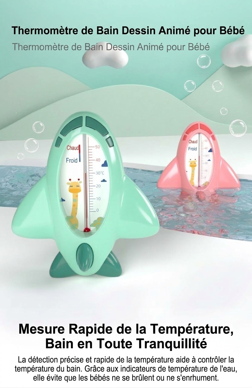 Thermomètre de bain pour bébé MISUTA Rocket, testeur de température d'eau flottant et sûr à kérosène avec échelle claire (0-50°C)