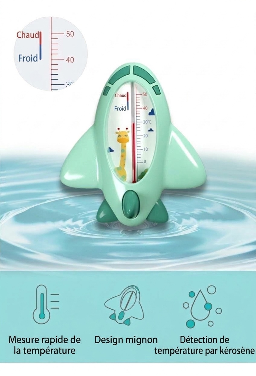 Thermomètre de bain pour bébé MISUTA Rocket, testeur de température d'eau flottant et sûr à kérosène avec échelle claire (0-50°C)