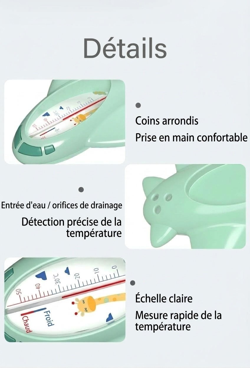 Thermomètre de bain pour bébé MISUTA Rocket, testeur de température d'eau flottant et sûr à kérosène avec échelle claire (0-50°C)