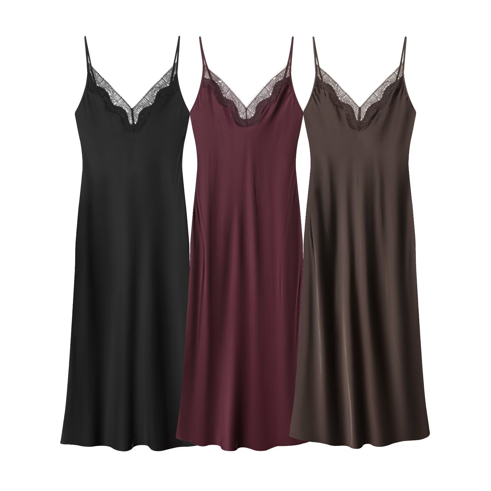 Lace V-Neck Backless Slip Dress KUN-00054