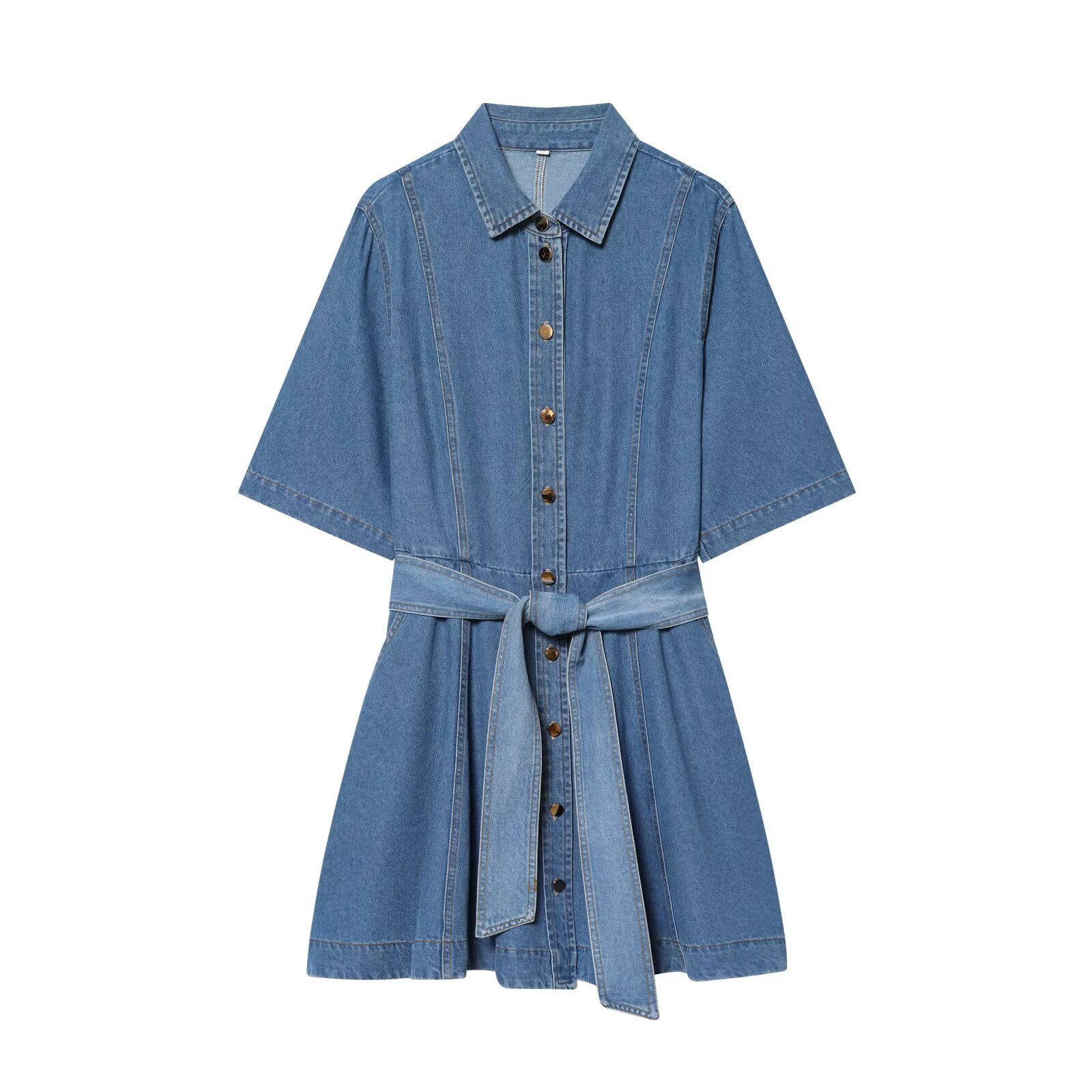 Denim Shirt Dress - Trendy Western Style KUN-00115