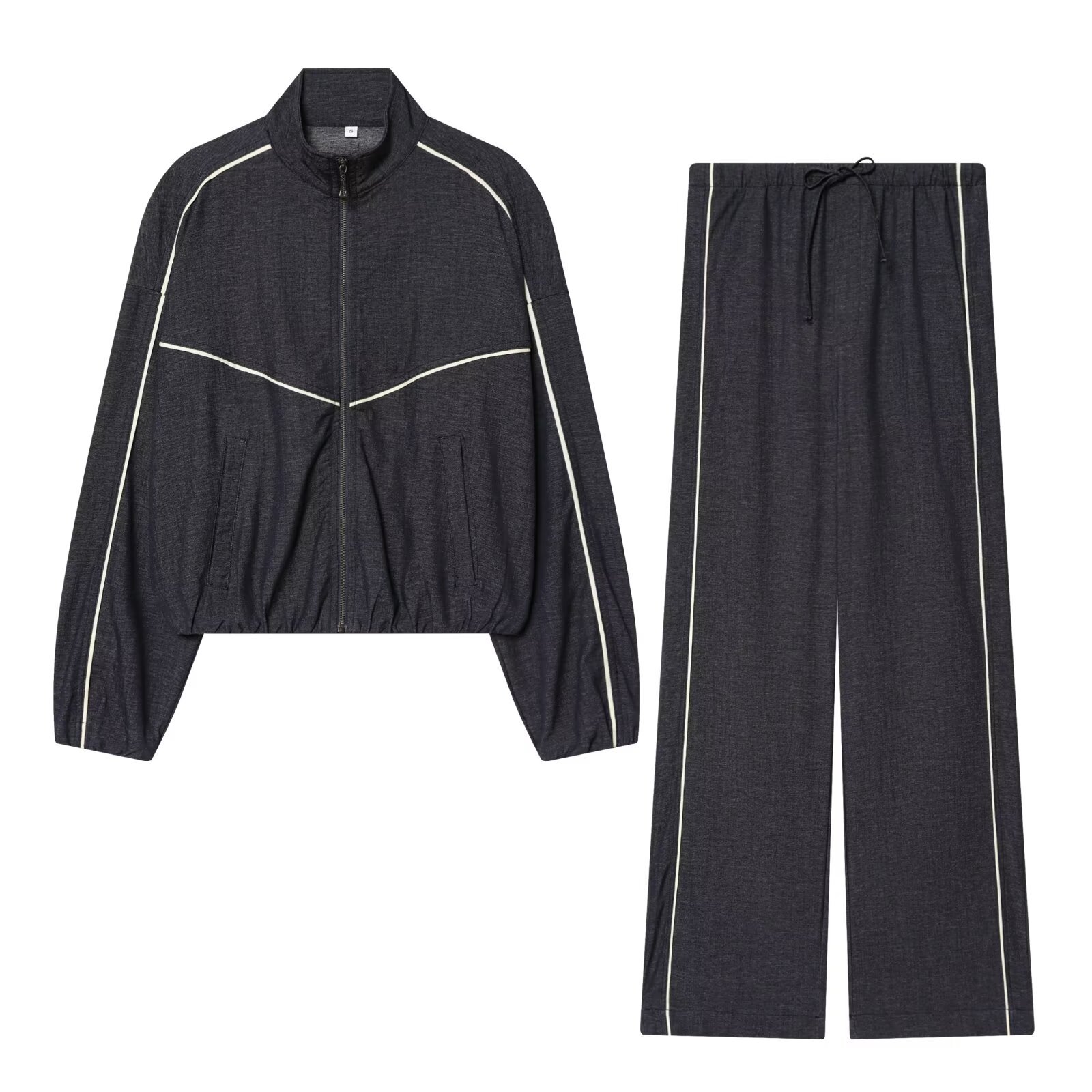 Ensemble veste en jean oversize à cordon de serrage KUN-00109