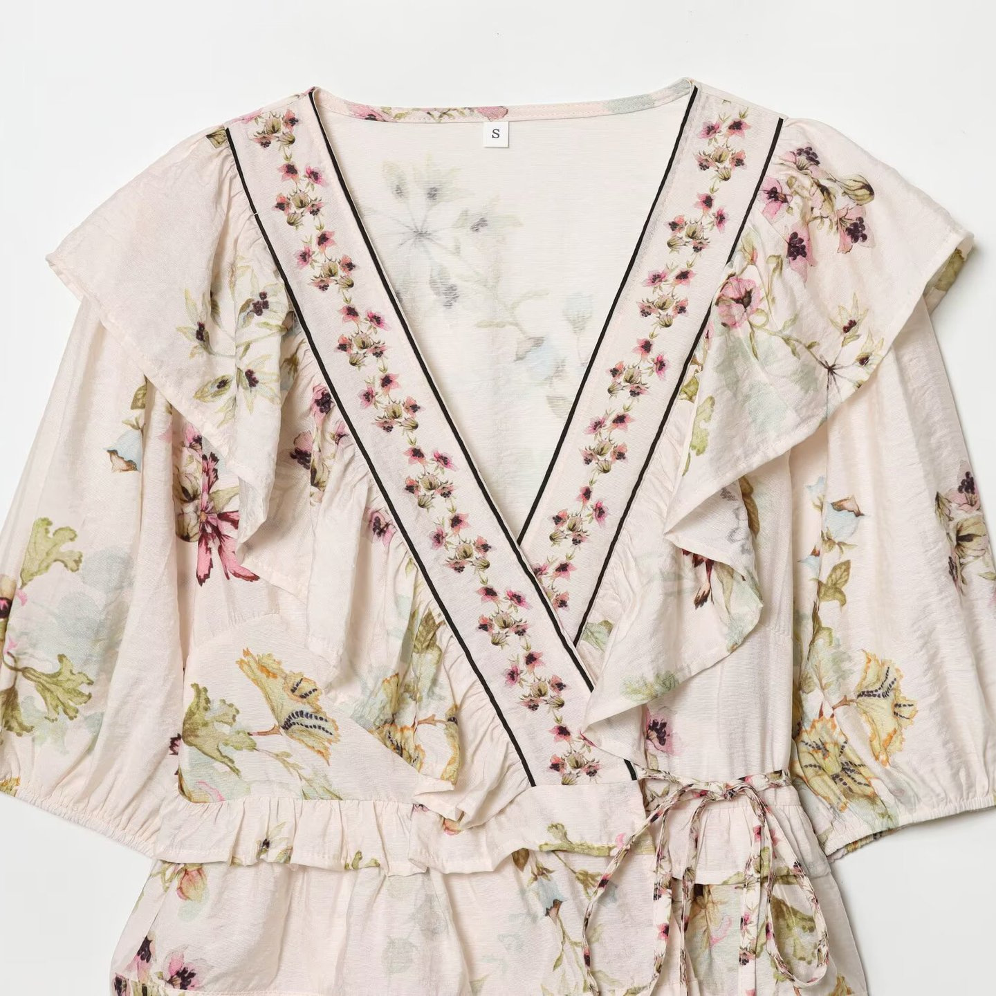 Linen Blend Top with Skirted Hem KUN-00007