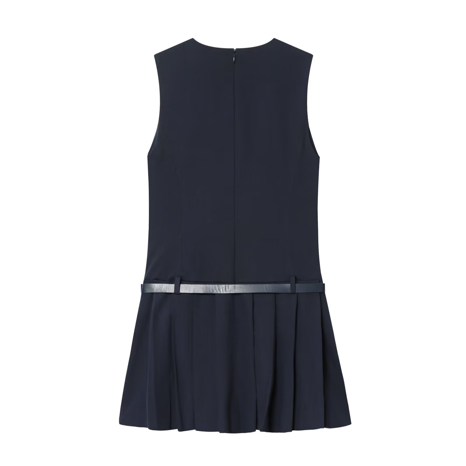 Geplooide blazerjurk voor dames - met ceintuur, lage taille en V-hals KUN-00034