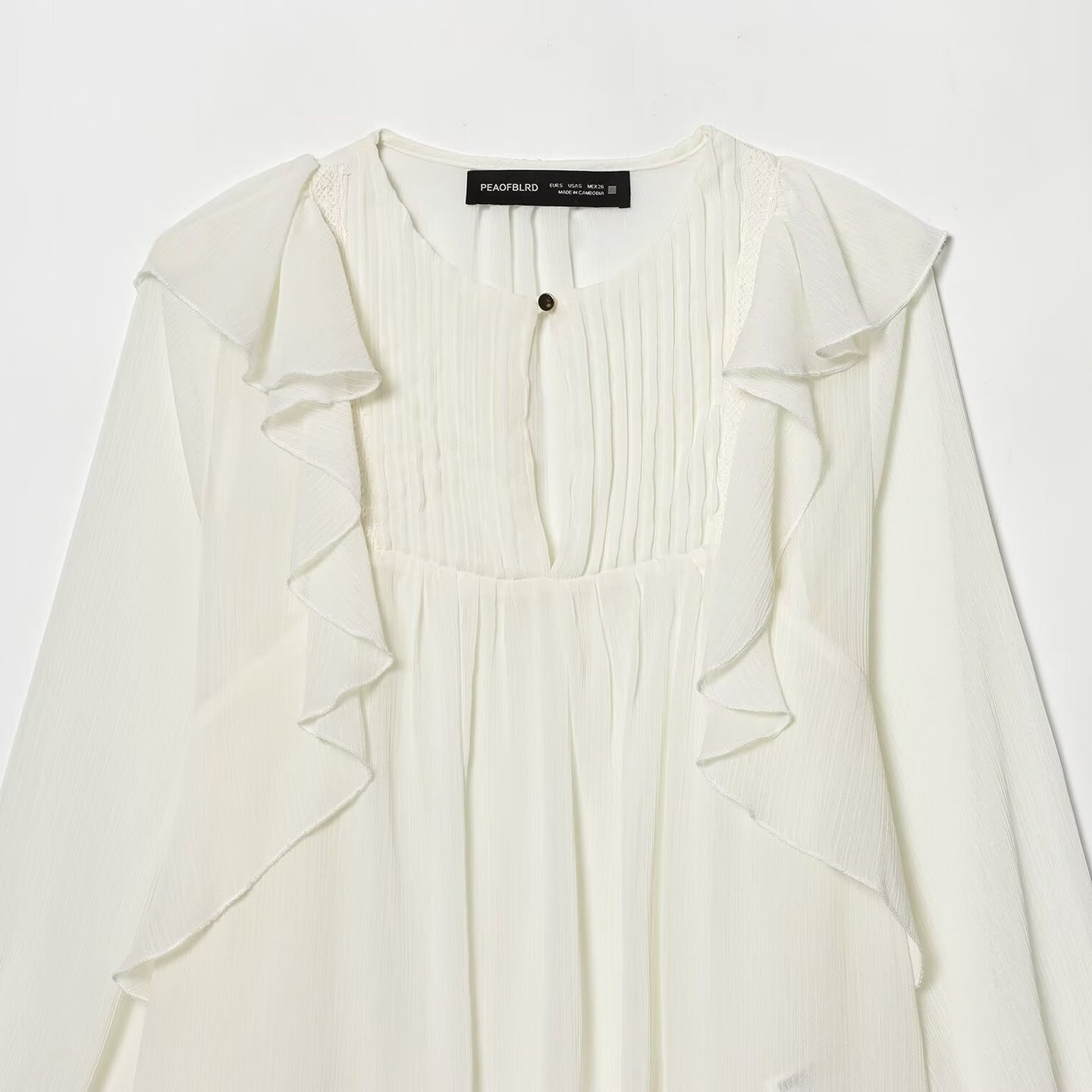 Rüschenbluse für Damen mit Lagenlook – Stilvoller europäischer Stil KUN-00042