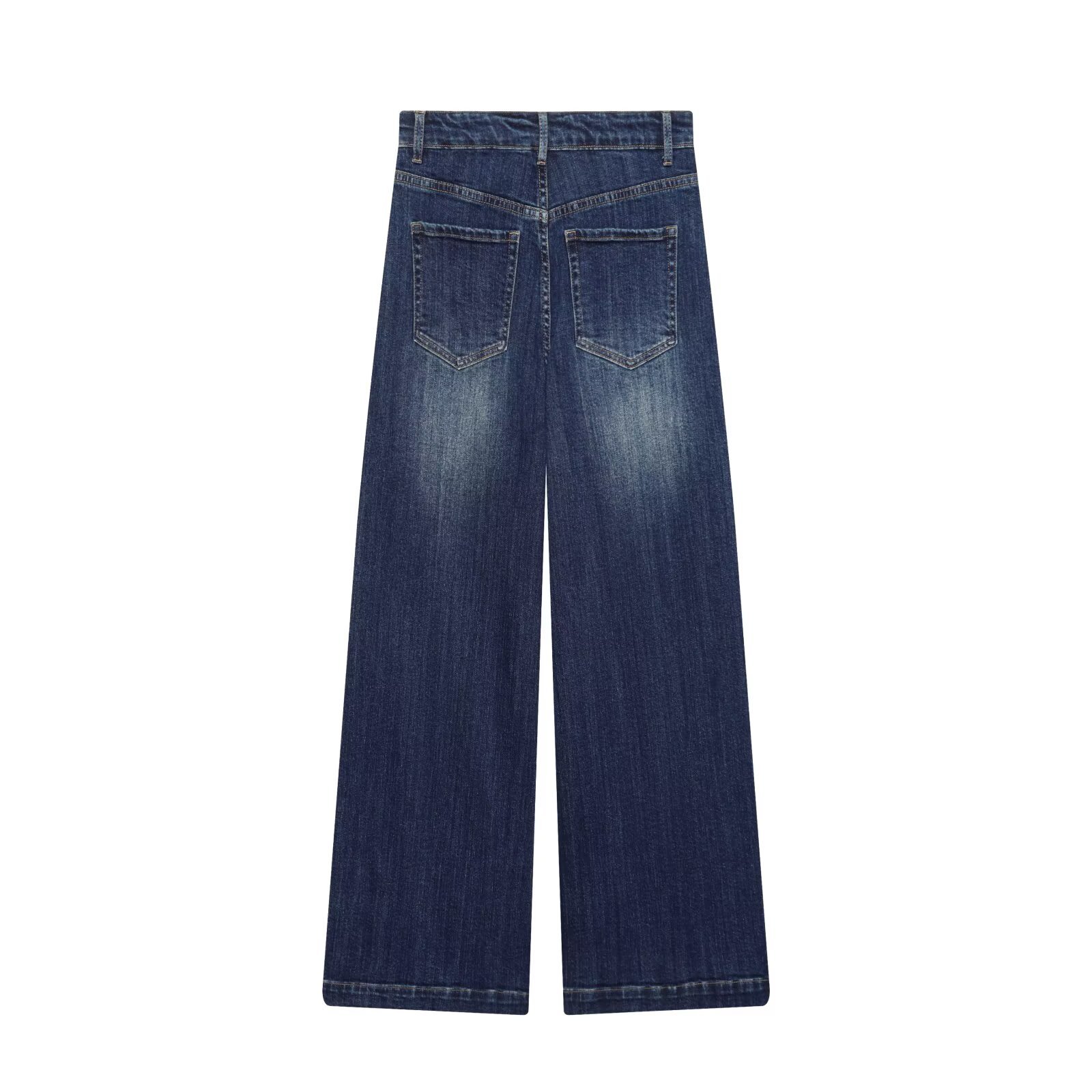 High Waist Wide Leg Denim Jeans - Classic Versatile KUN-00005