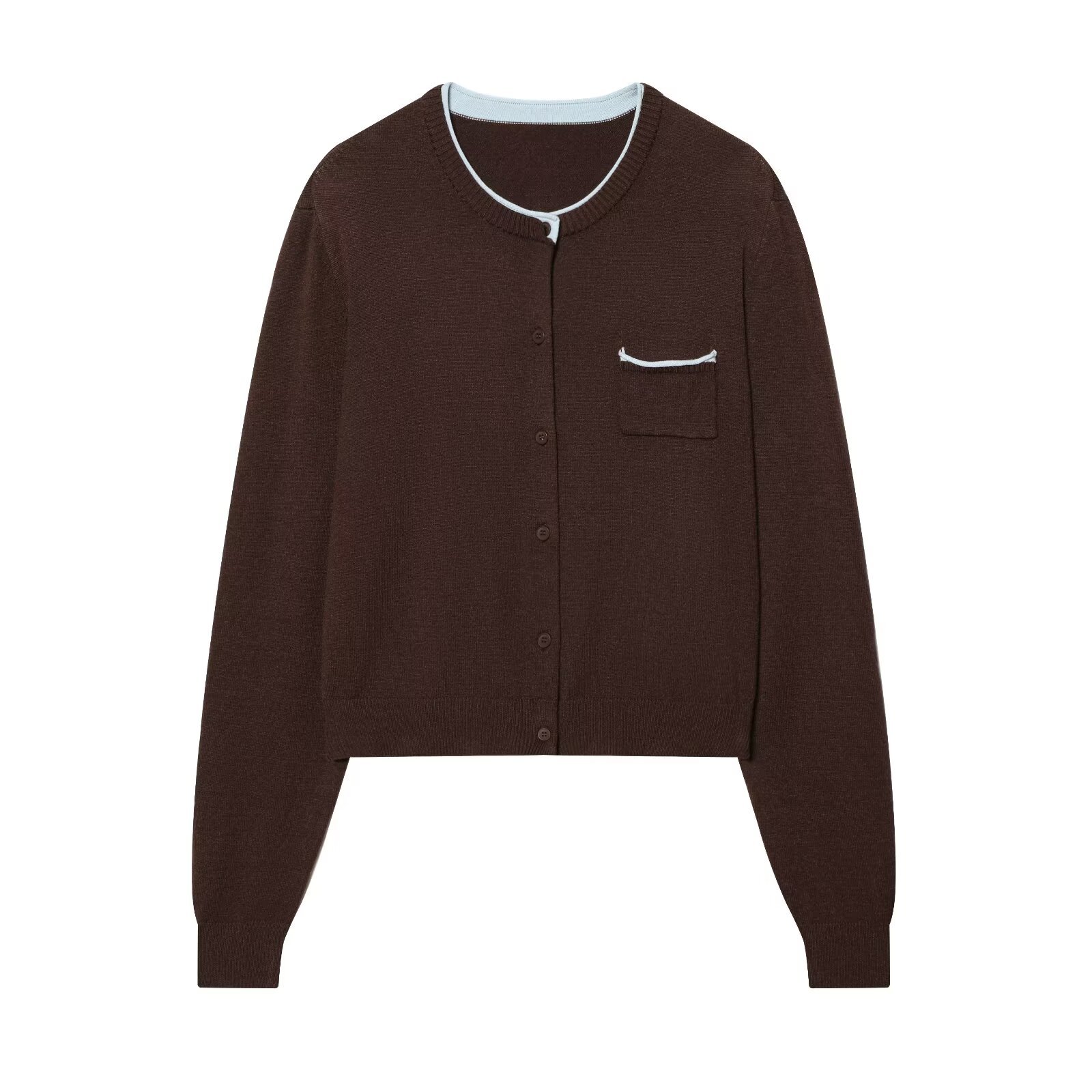 Cárdigan de punto con patchwork - Prenda exterior informal de estilo europeo KUN-00099