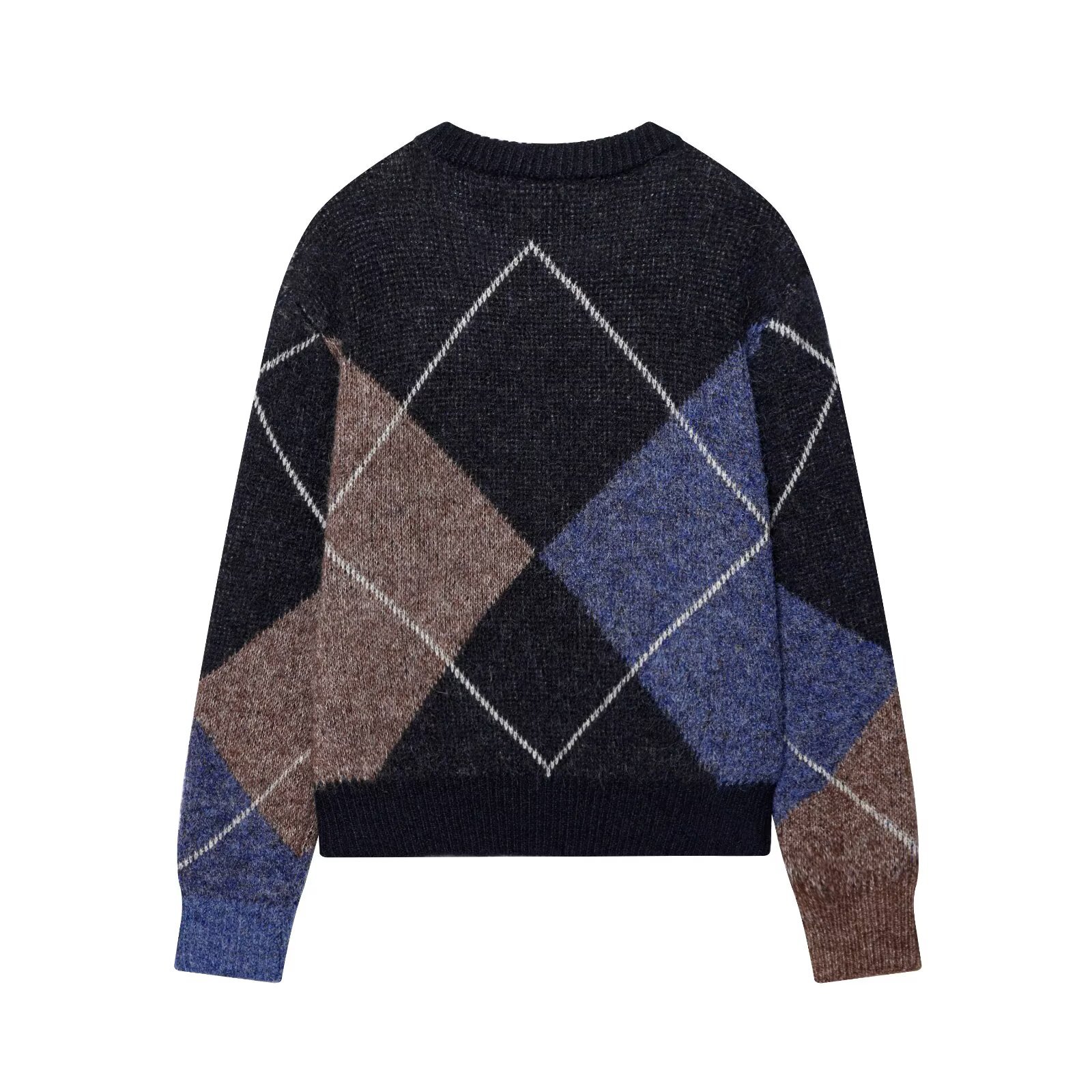 Knit Sweater Diamond Pattern - Stylish Casual Top KUN-00072