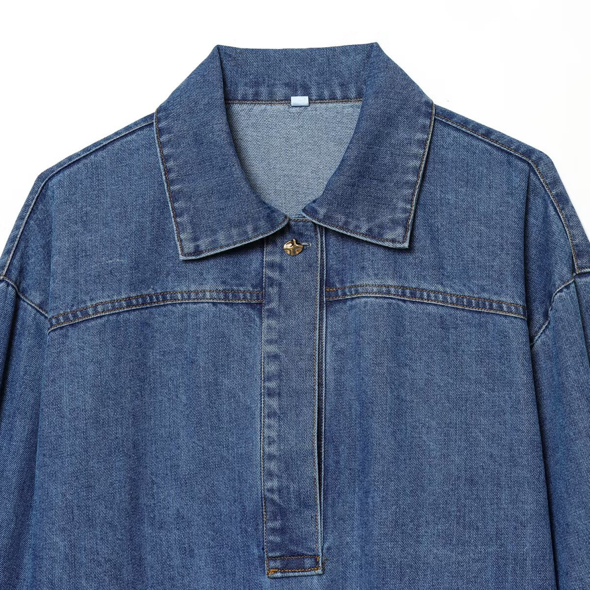 Denim Shirt - Women's Western Style Trendy Versatile Top KUN-00099