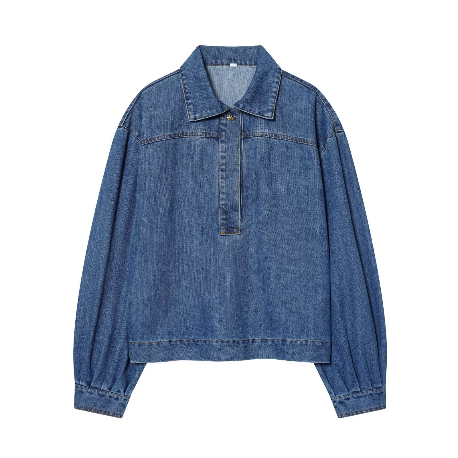 Denim Shirt - Women's Western Style Trendy Versatile Top KUN-00099