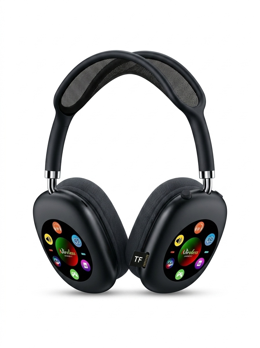 Casque Bluetooth sans fil intelligent avec affichage numérique RVB et lecteur de cartes - AKZ 619