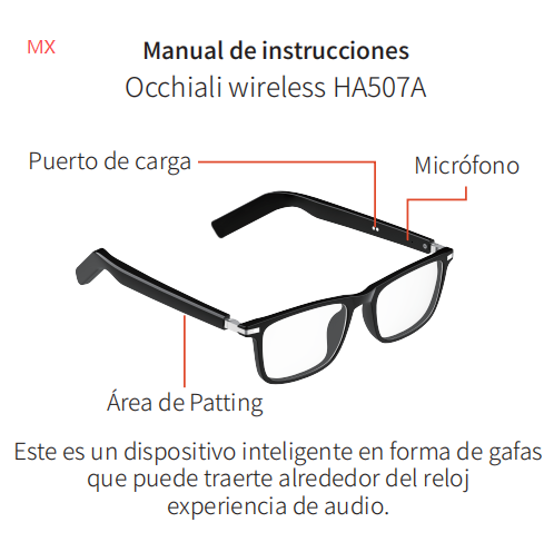 Gafas inteligentes BL30 de plástico negro #BS705-0013