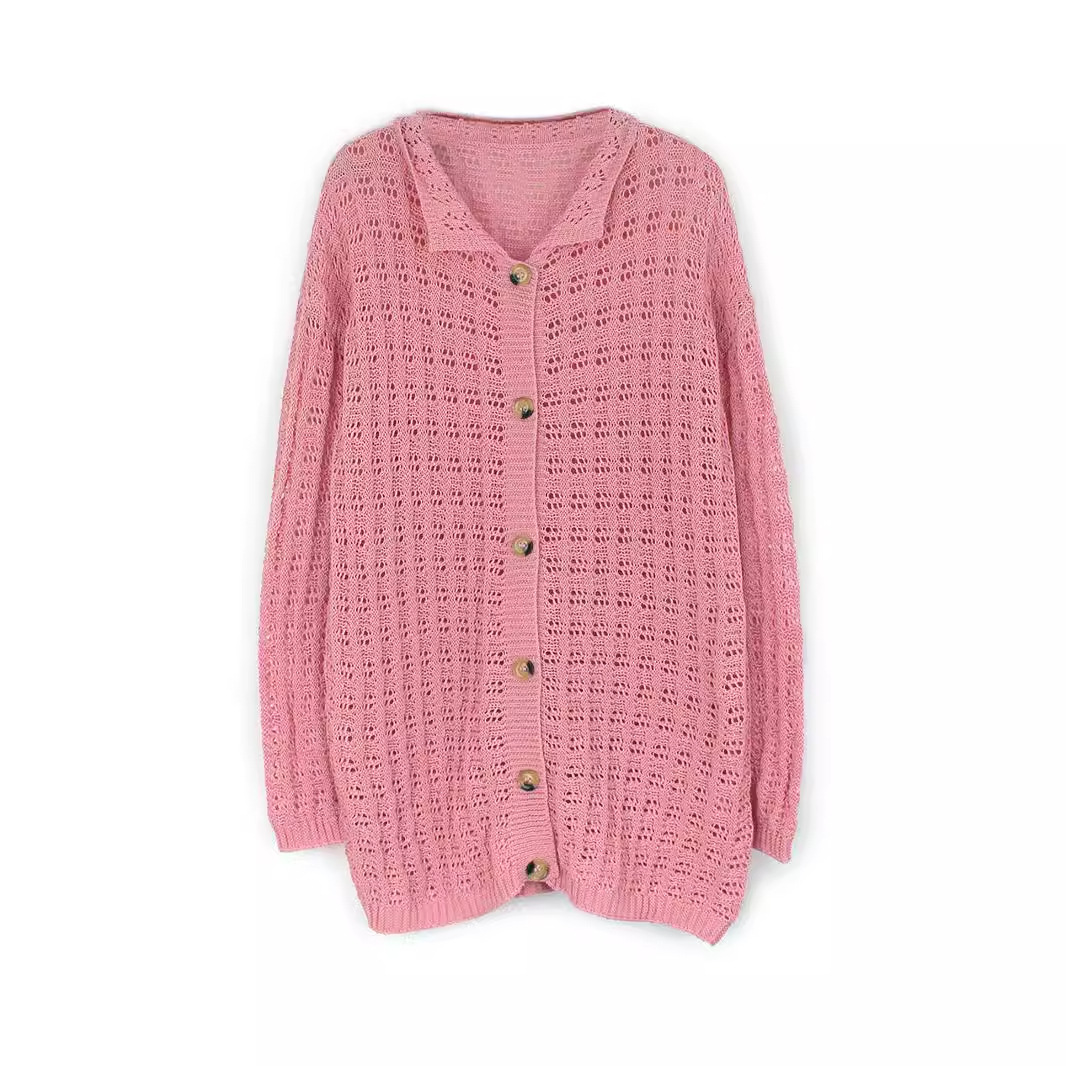 Women's Knit Cardigan Long Sleeve Open Front Crochet Sweater