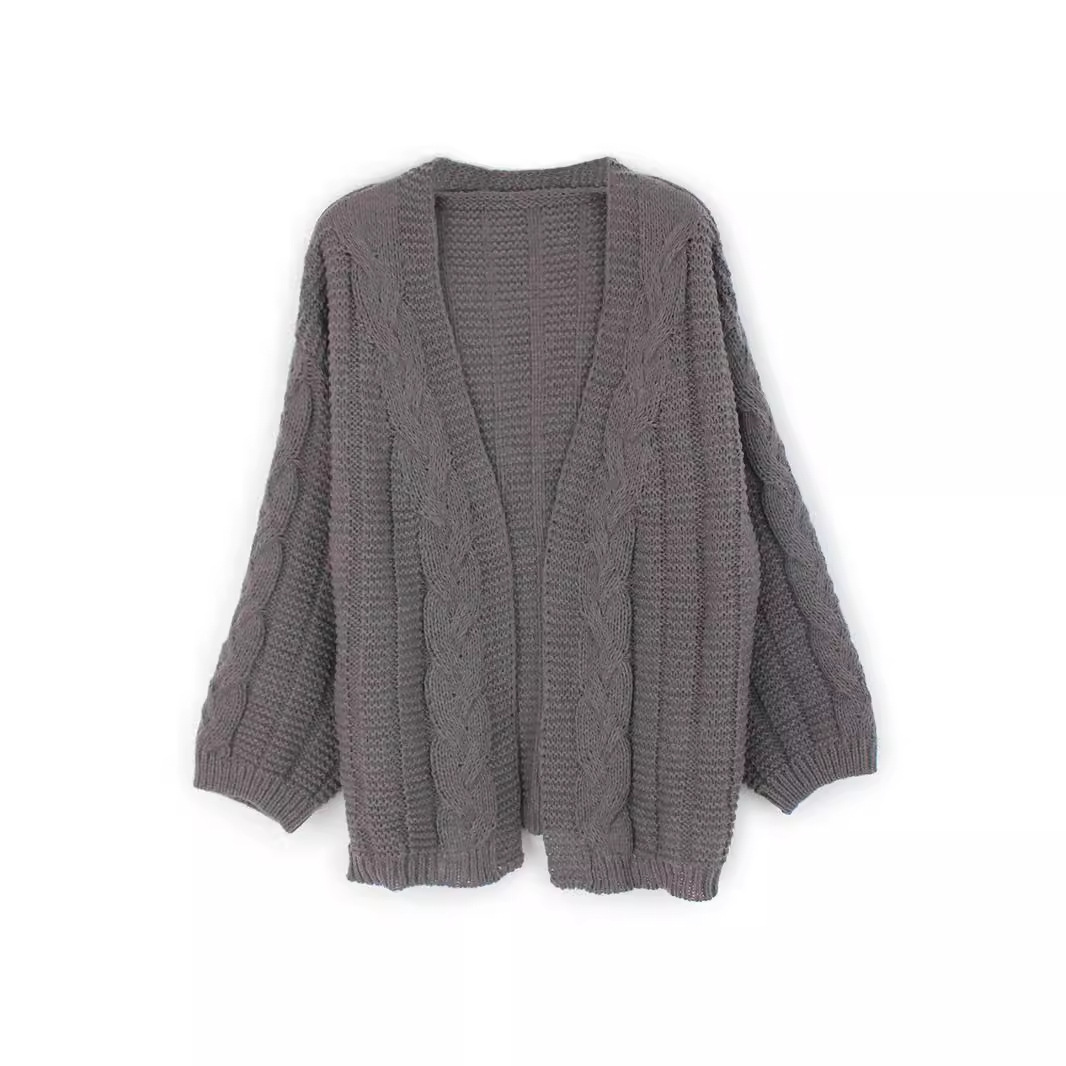 Women's Knit Cardigan Sweater Cable Knit Long Sleeve Open Front