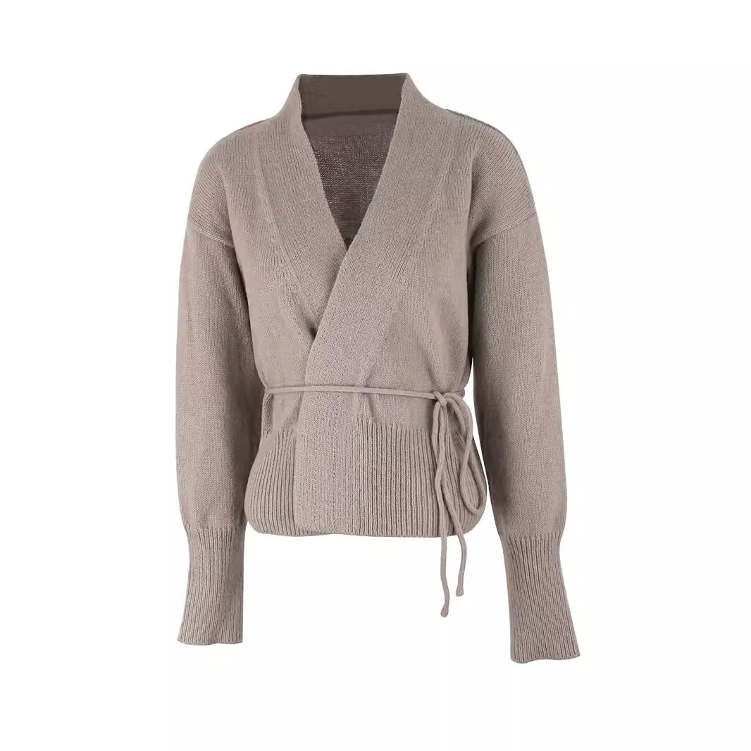 Cotton Knit Cardigan - Long Sleeve Cropped Solid Fall Winter