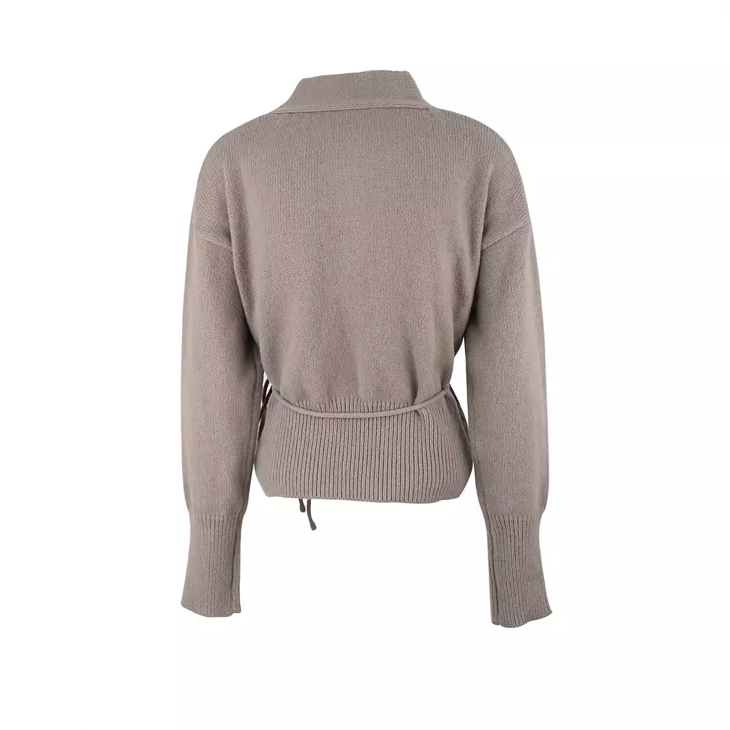 Cotton Knit Cardigan - Long Sleeve Cropped Solid Fall Winter