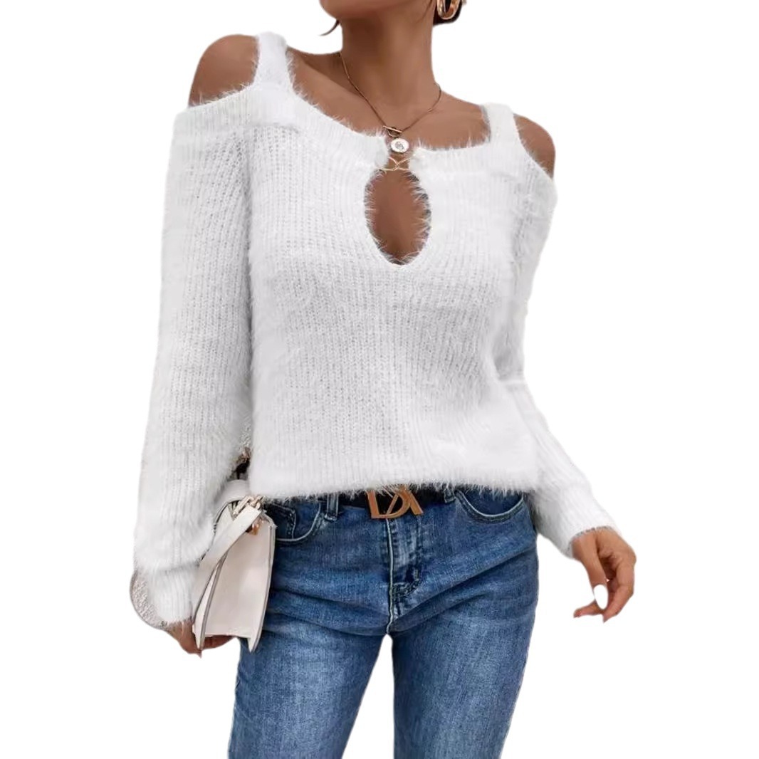 Knitted Off Shoulder Sweater Spring Autumn Winter SSU-00018
