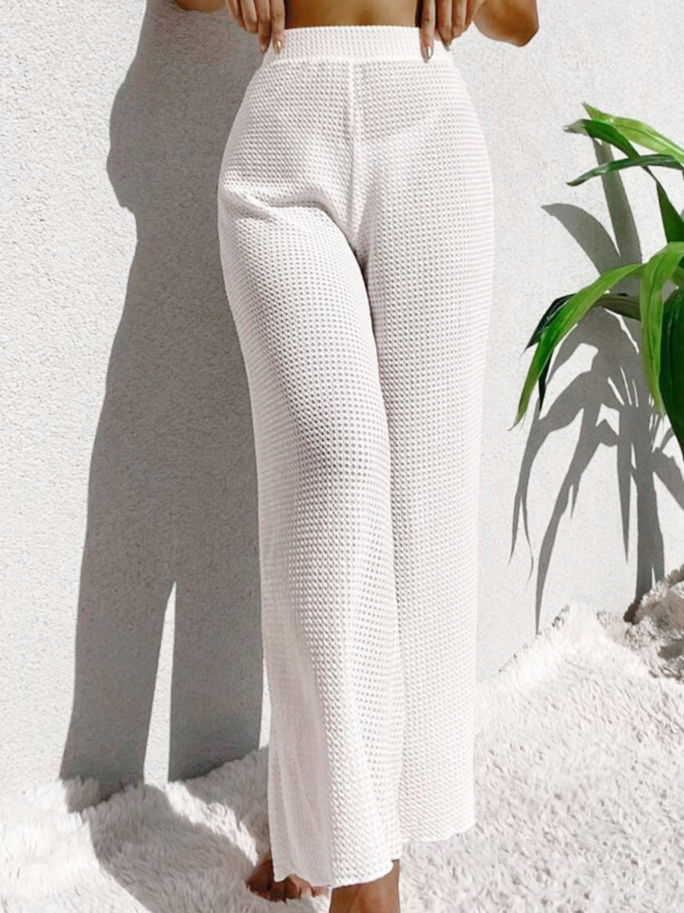 Knit Beach Pants Long Hollow Summer Resort Trousers