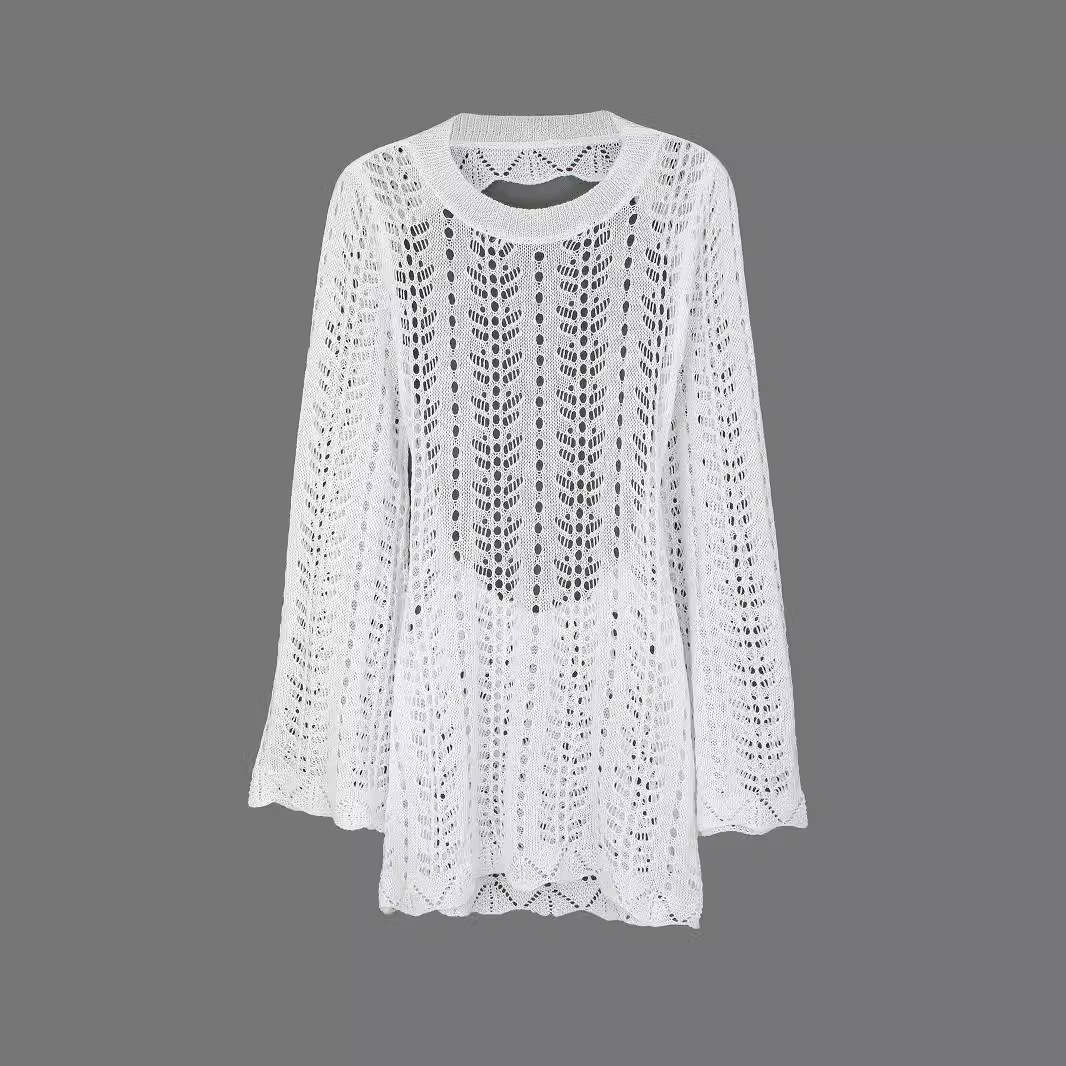 Cotton Knit Hollow-Out Sundress Beach Vacation Spring Summer SSU-00084