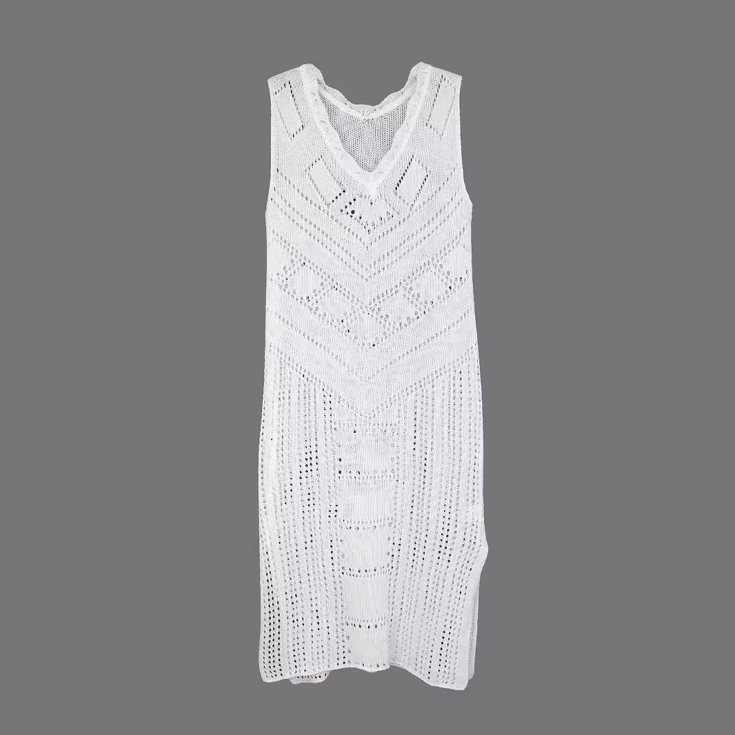 Knitted V-Neck Sweater Dress Beach Vacation