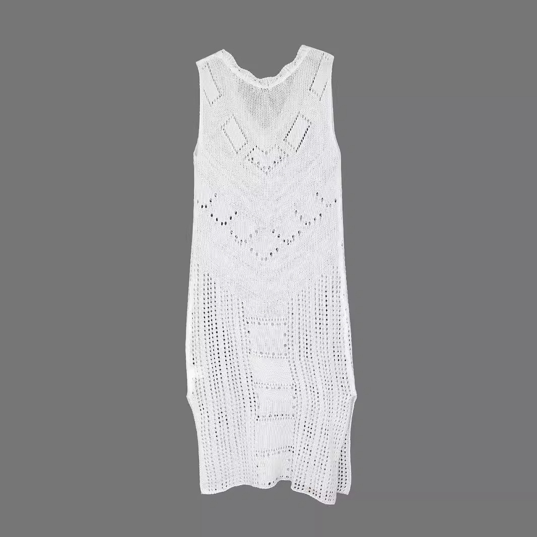 Knitted V-Neck Sweater Dress Beach Vacation