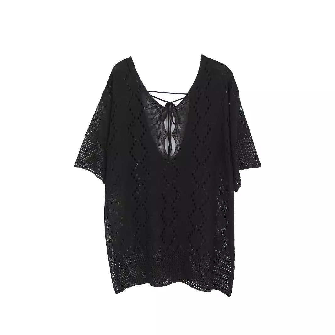 Summer Casual Loose Knit Beach Cover Up Midi Dress