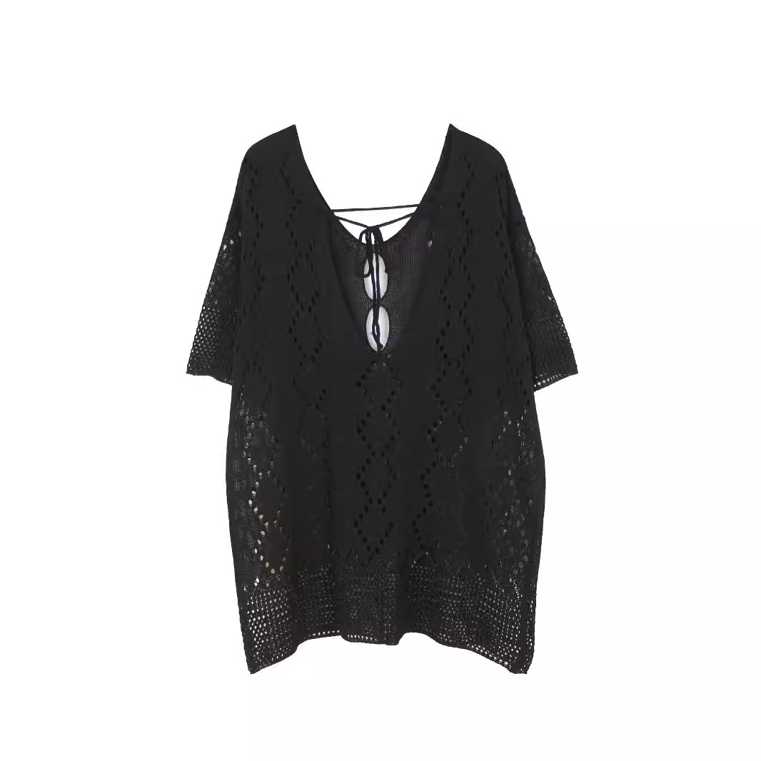 Summer Casual Loose Knit Beach Cover Up Midi Dress