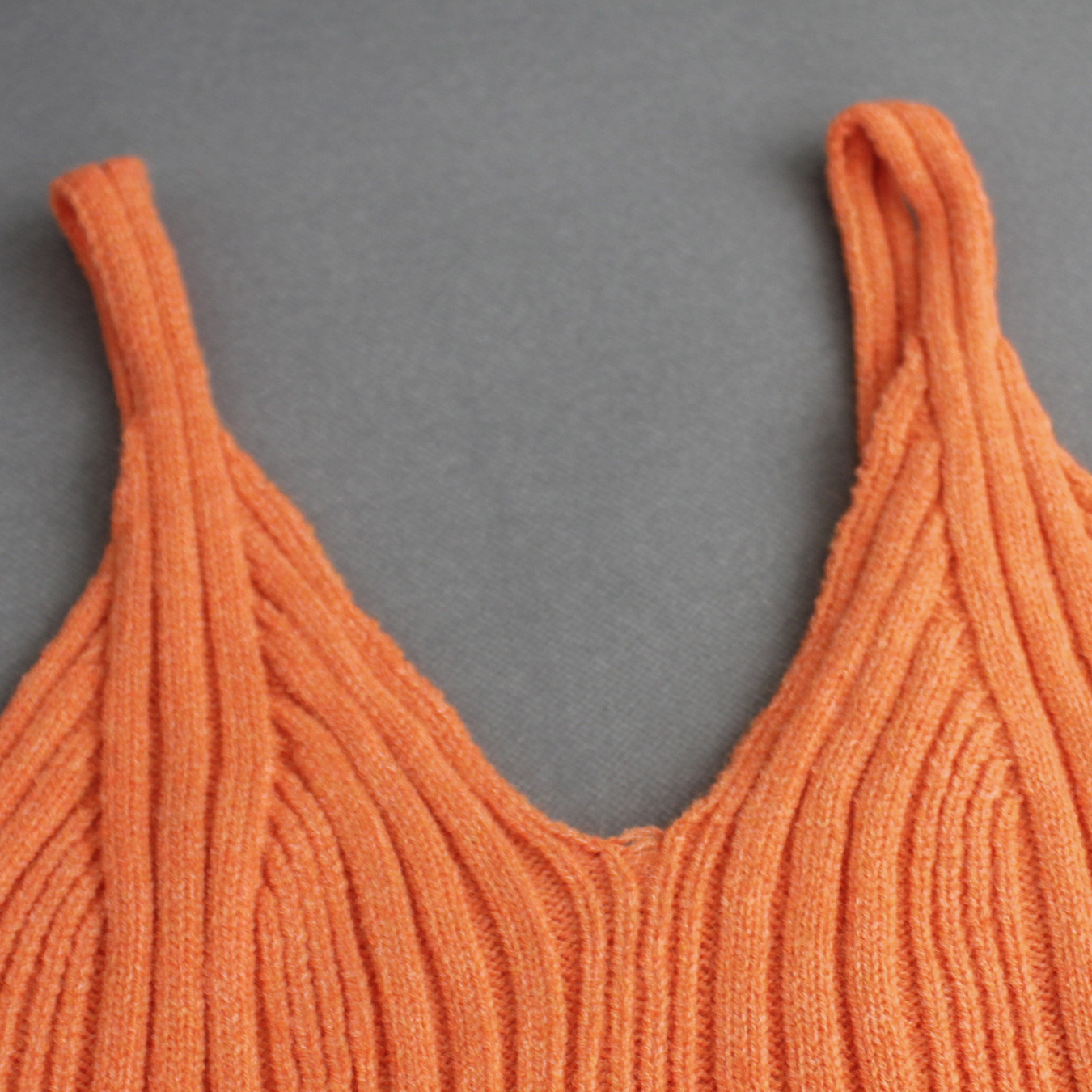 Knitted Cami Tank Top Two-Piece Set - Orange & Black Summer SSU-00005