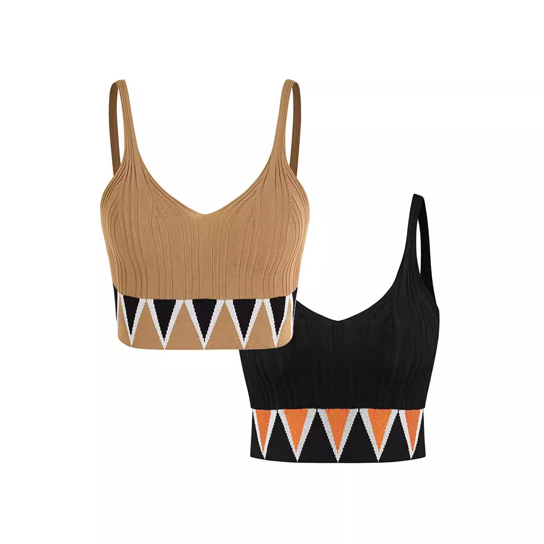 Knit Cami Tank Top Two Piece Set Summer V Neck SSU-00006