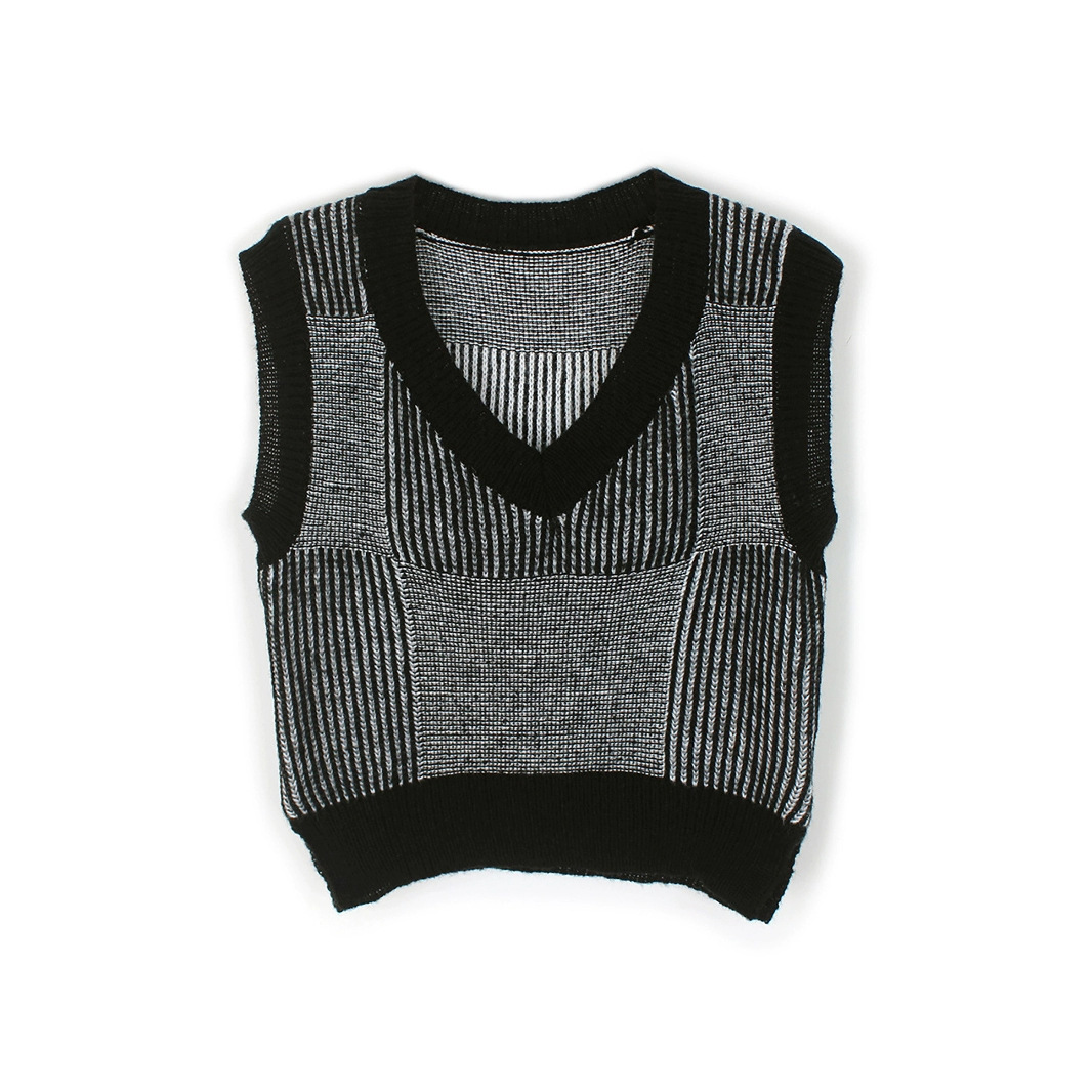 Women's Knit Sweater Vest Cropped Spring Top SSU-00028