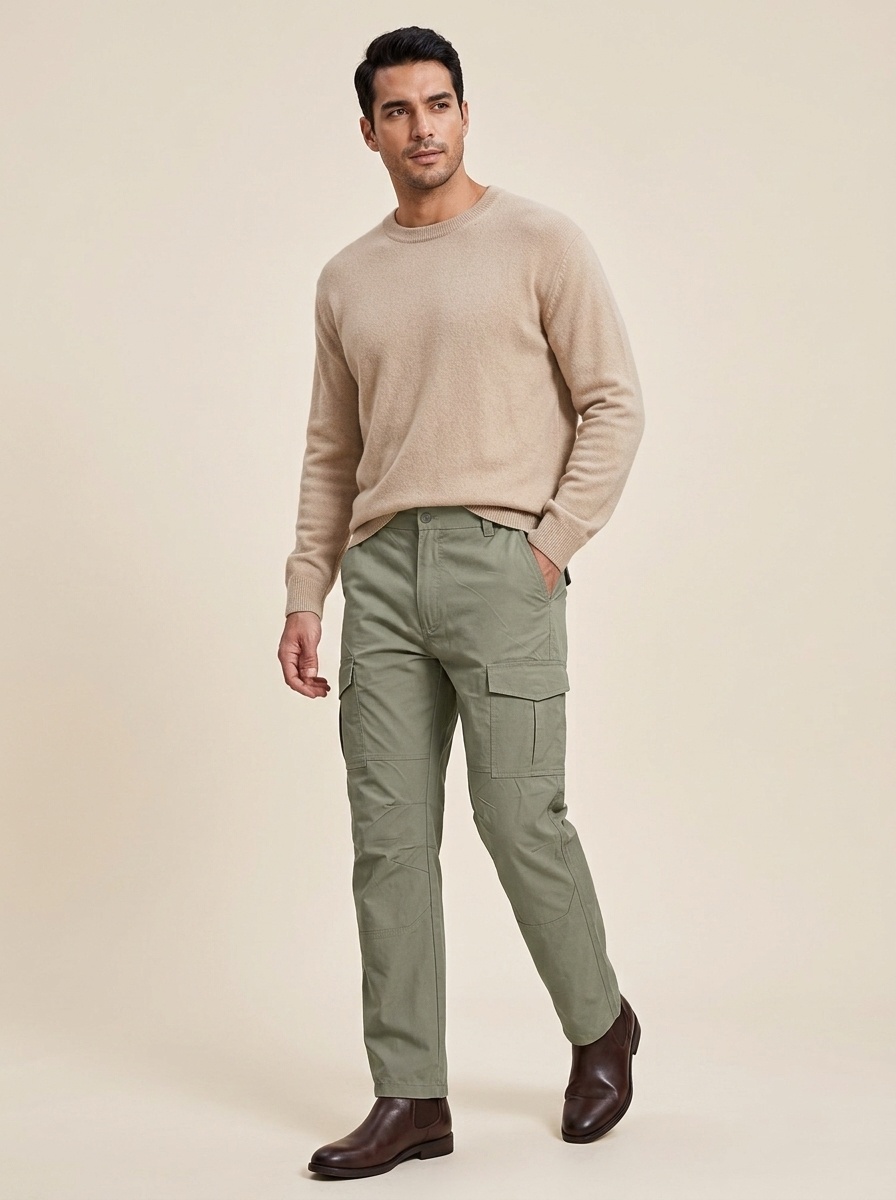 Men's Cargo Trousers with Elastic Waistband
