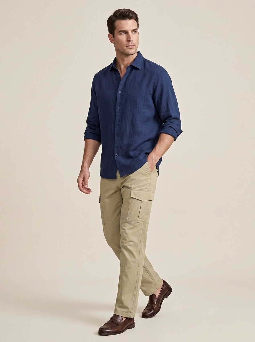 Men's Cargo Trousers with Elastic Waistband