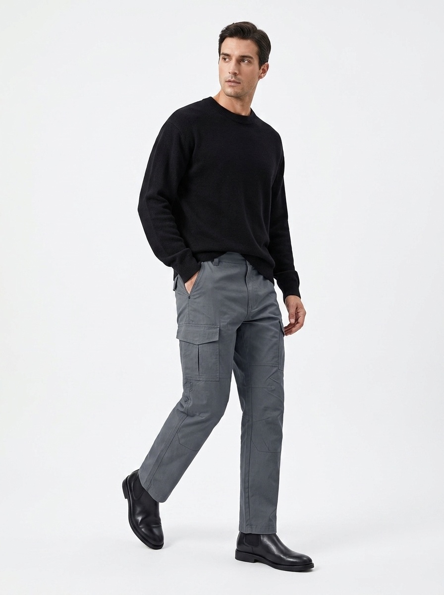 Men's Cargo Trousers with Elastic Waistband