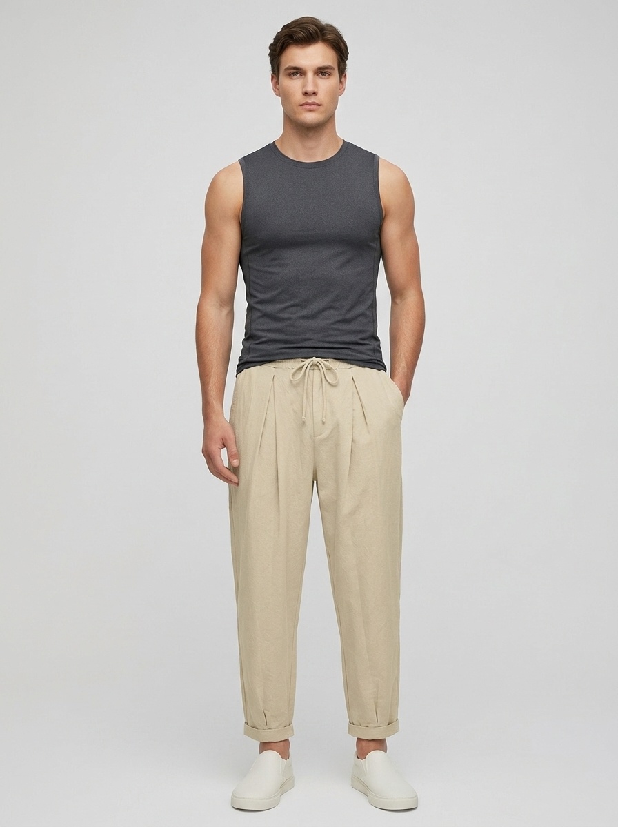Men's  Drawstring Harem Pants Casual Beach Trousers