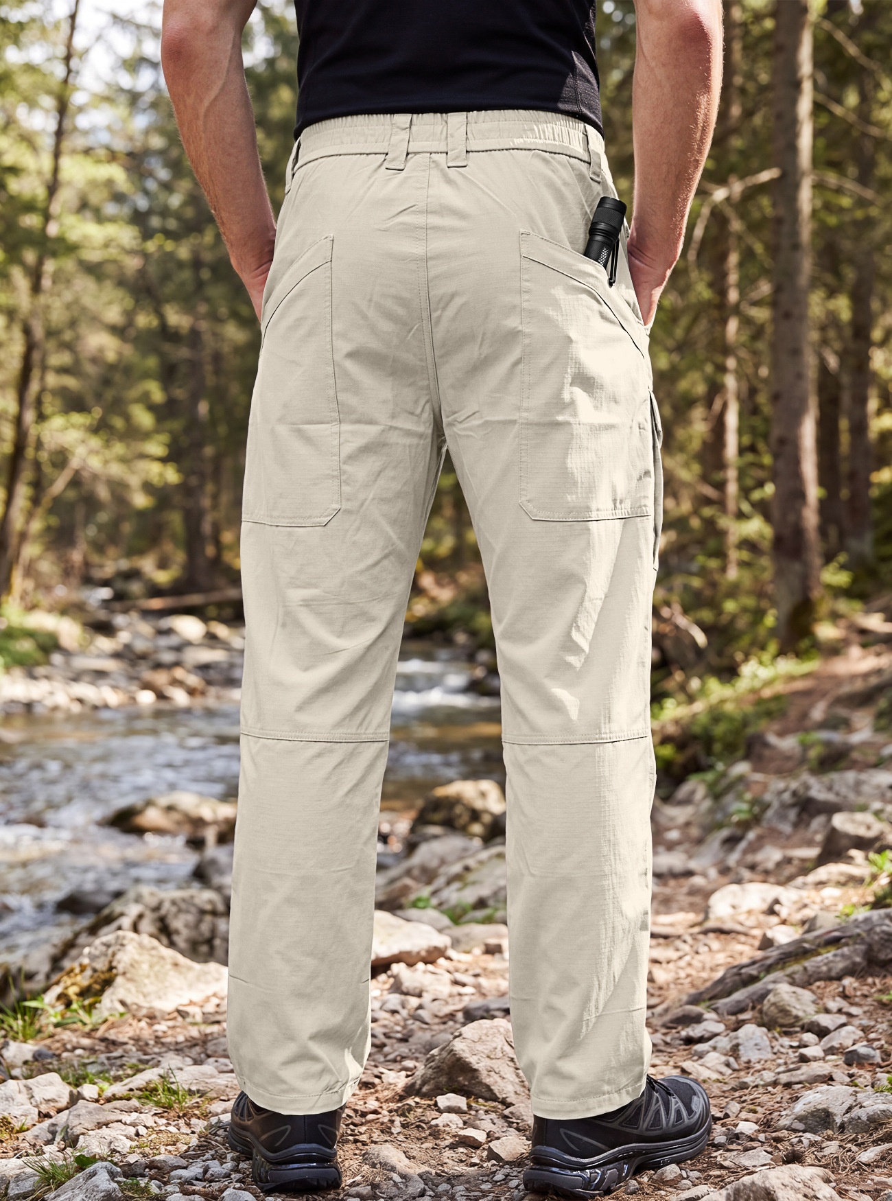 Men's Cargo Trousers with Elastic Waistband