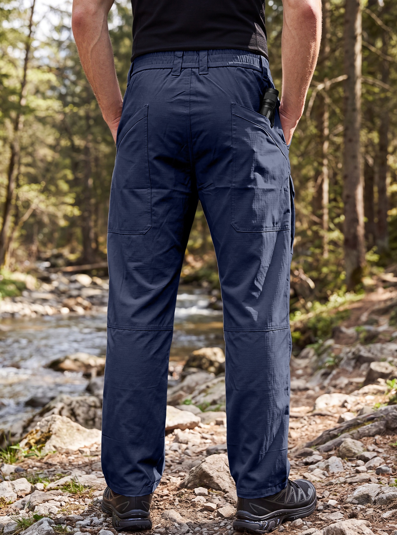 Men's Cargo Trousers with Elastic Waistband