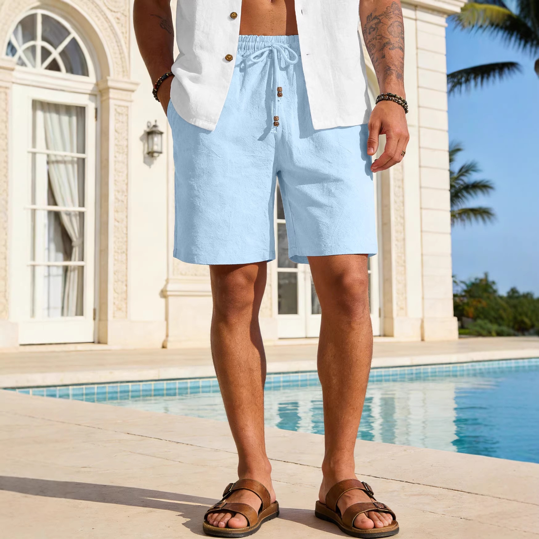 Men's Blend Drawstring Casual Shorts - Summer Beach