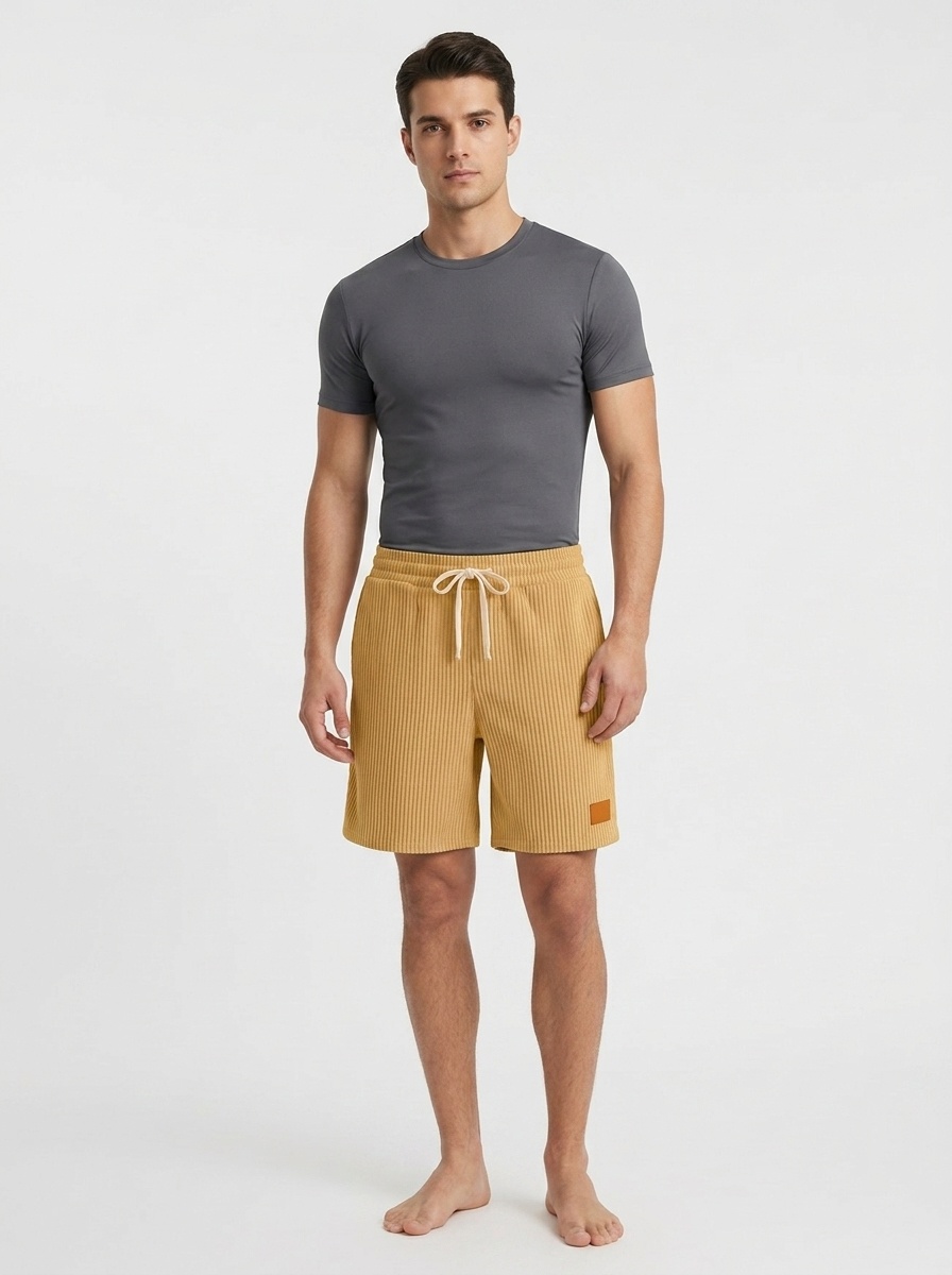 Men's Corduroy Drawstring Shorts for Casual Summer Style
