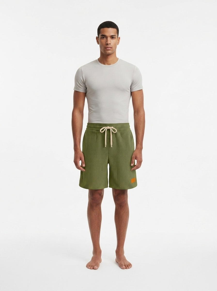 Men's Corduroy Drawstring Shorts for Casual Summer Style