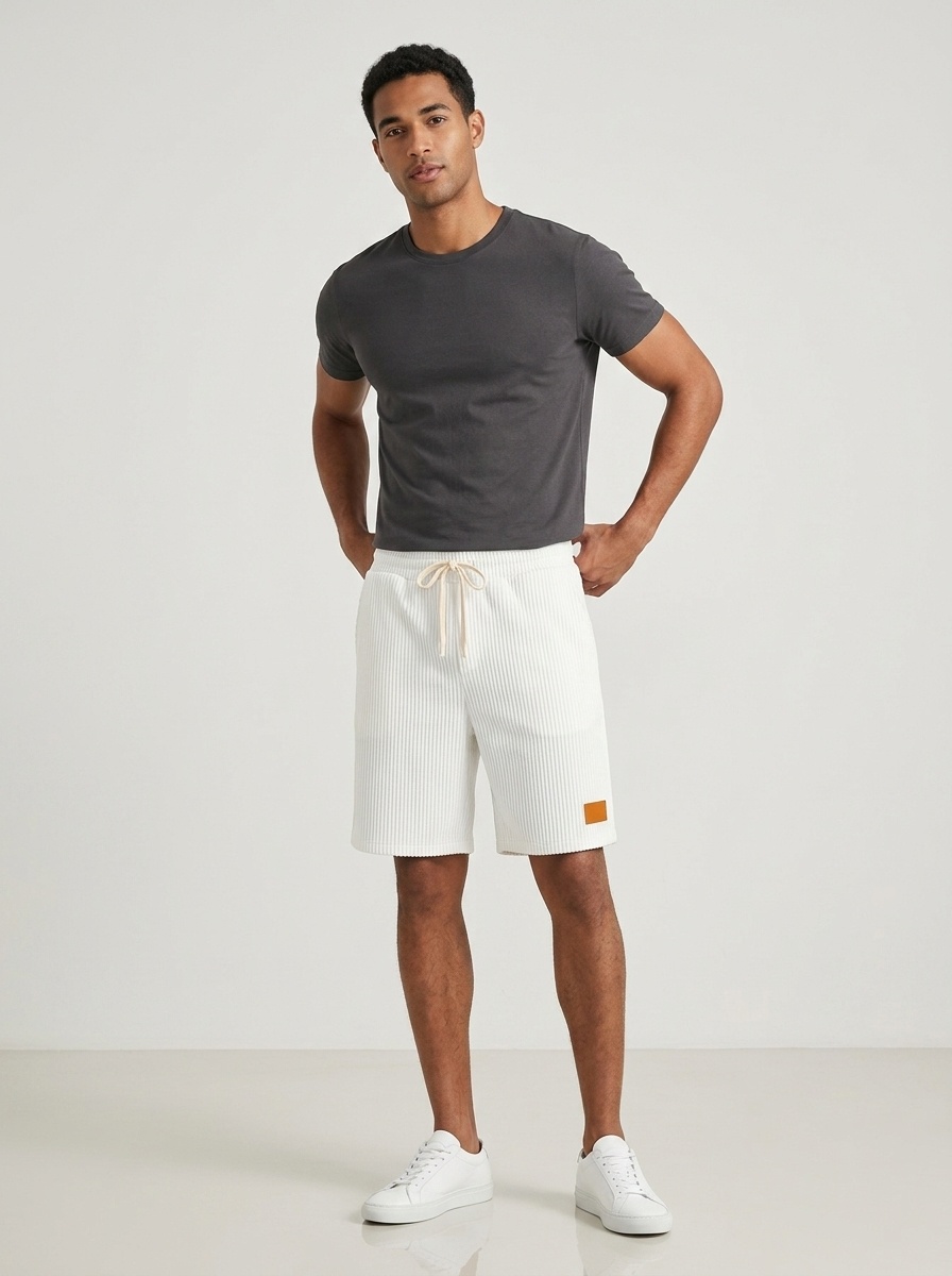 Men's Corduroy Drawstring Shorts for Casual Summer Style