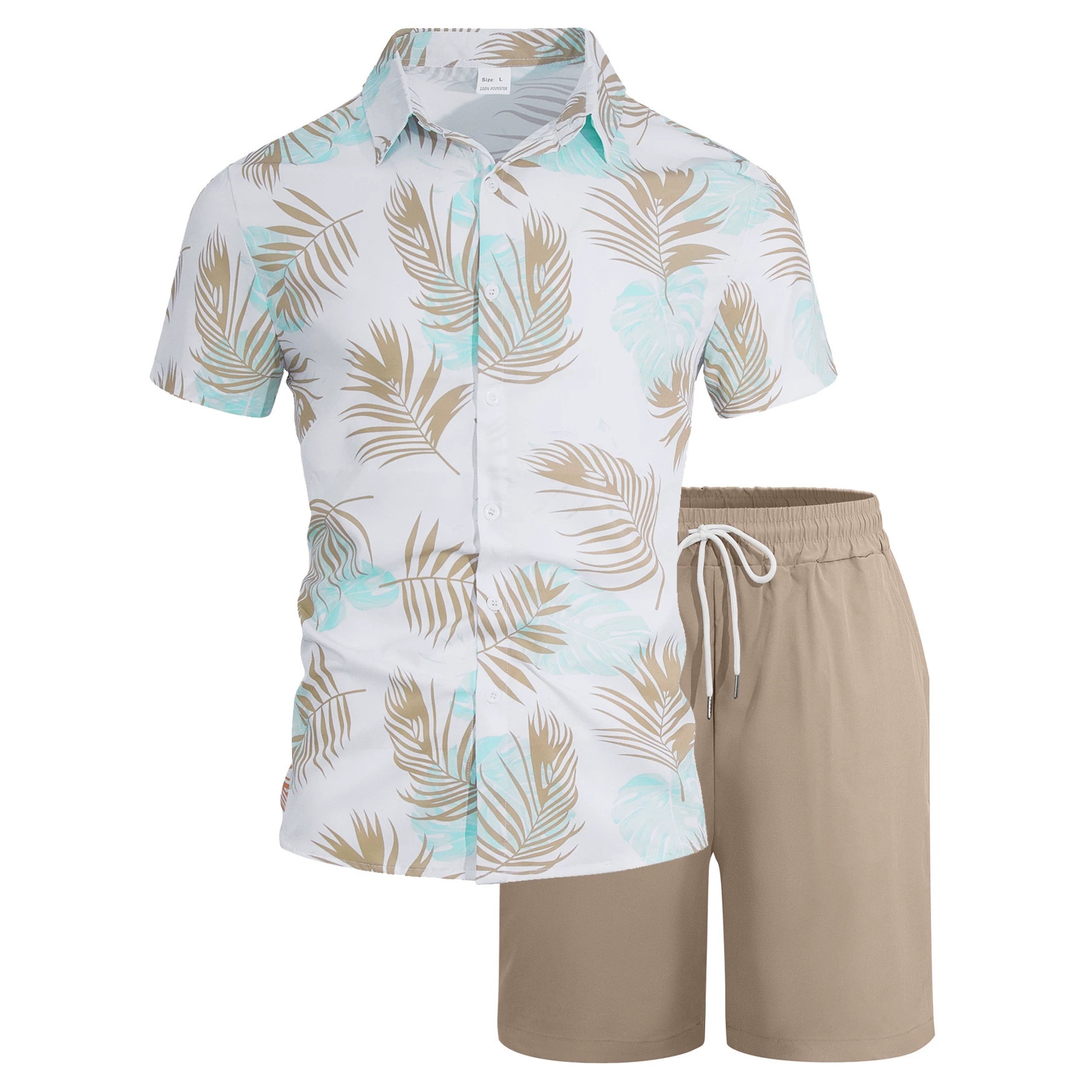 Men's Hawaiian Shirt & Shorts Set - Beach Vacation Outfit