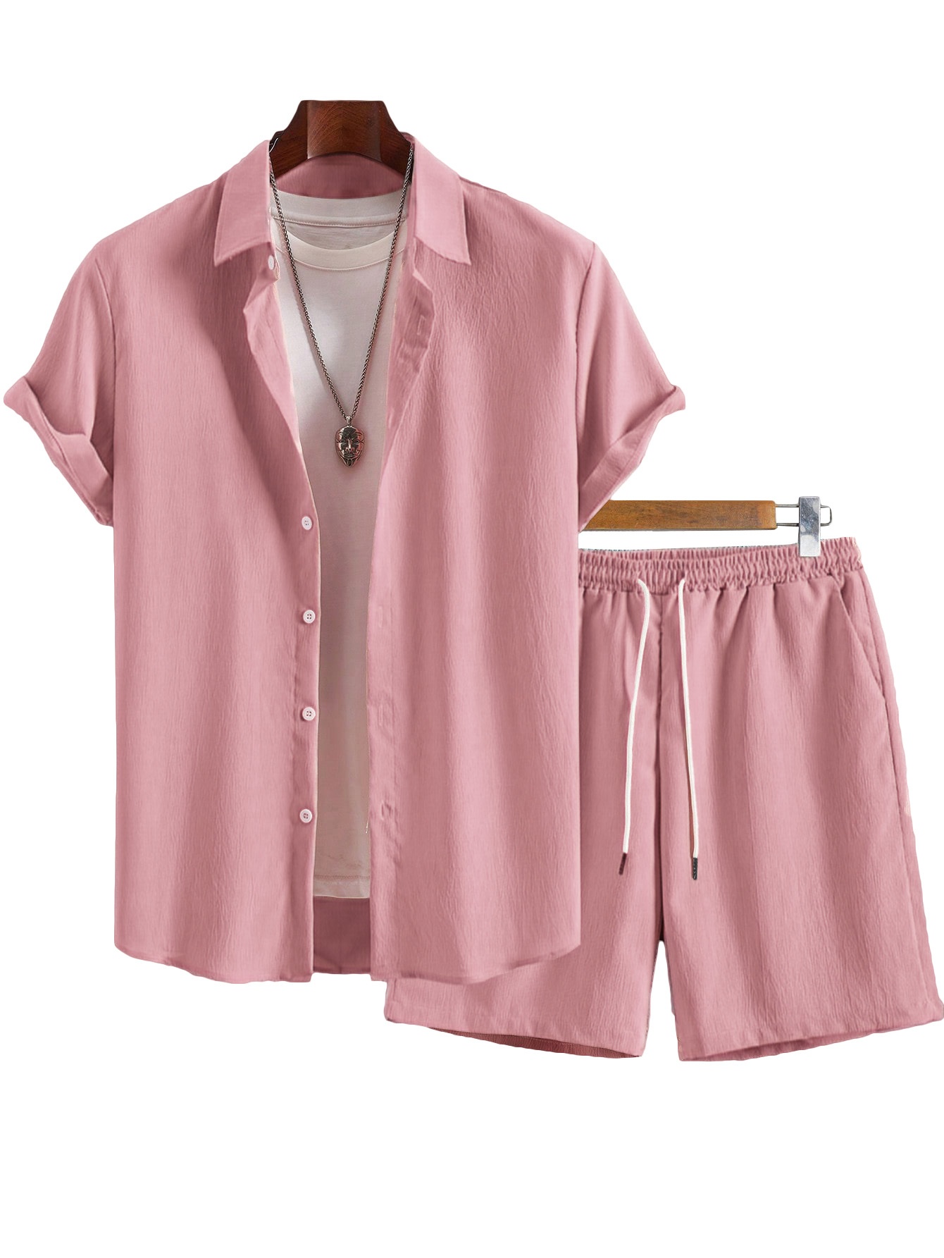 Men's Casual Short Sleeve Button Up Shirt & Shorts Set
