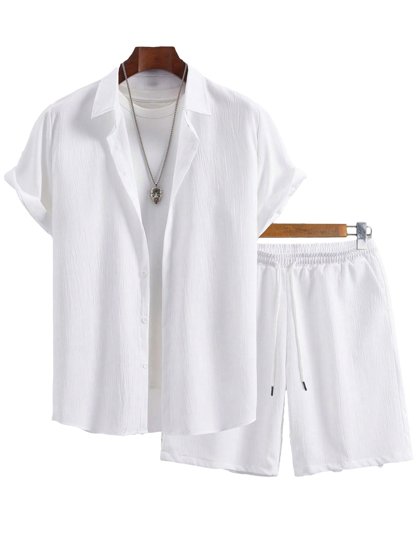 Men's Casual Short Sleeve Button Up Shirt & Shorts Set
