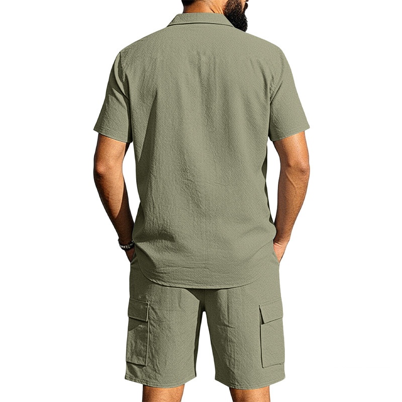 Men's Blend Short Sleeve Shirt & Cargo Shorts Set