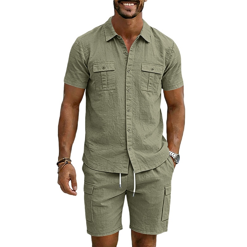 Men's Blend Short Sleeve Shirt & Cargo Shorts Set