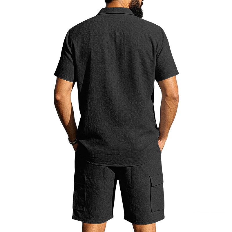 Men's Blend Short Sleeve Shirt & Cargo Shorts Set