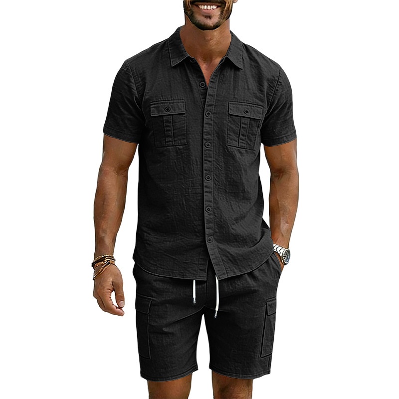 Men's Blend Short Sleeve Shirt & Cargo Shorts Set