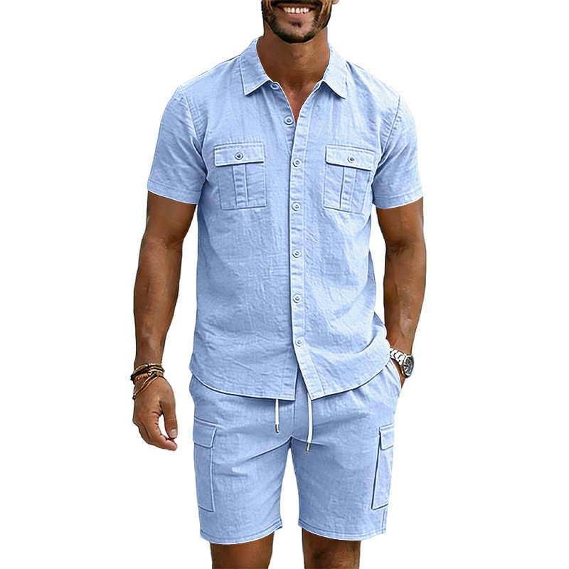 Men's Blend Short Sleeve Shirt & Cargo Shorts Set