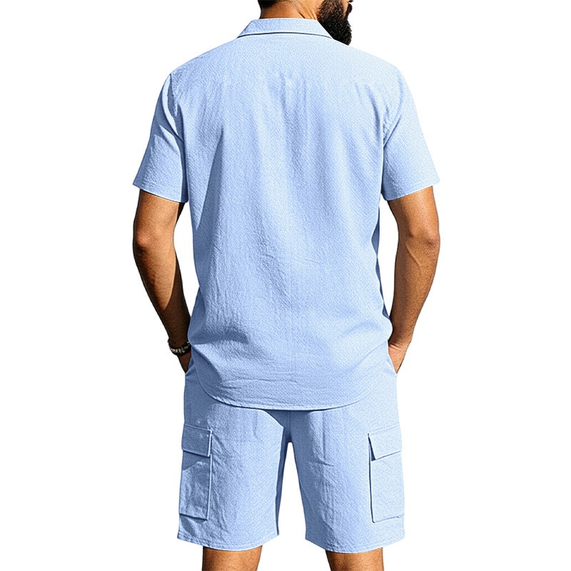 Men's Blend Short Sleeve Shirt & Cargo Shorts Set